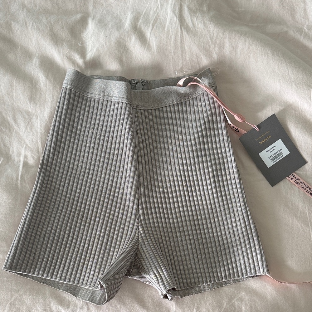 House of CB Gray Ribbed Bike Shorts